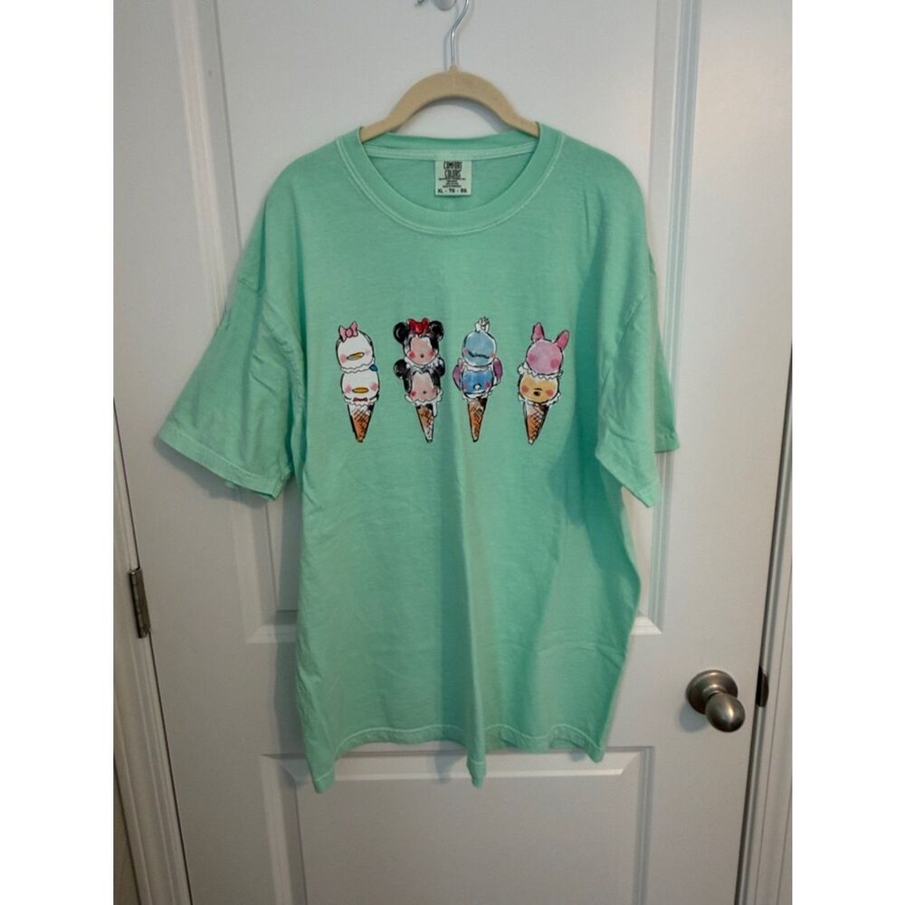 Comfort Colors Mint Green Ice Cream Cone Graphic Short Sleeve Tee